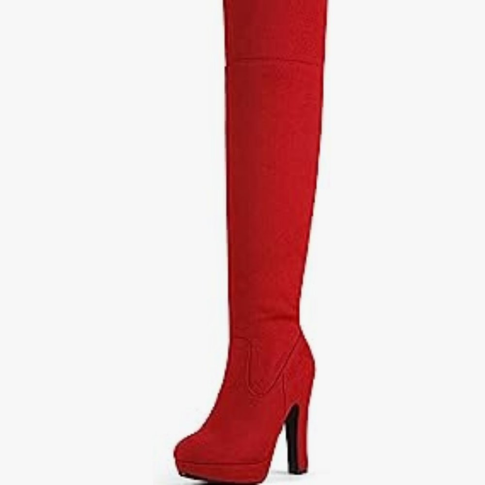 Women's Thigh High Chunky Heel Platform Over The Knee Boots NWT - Picture 4 of 5
